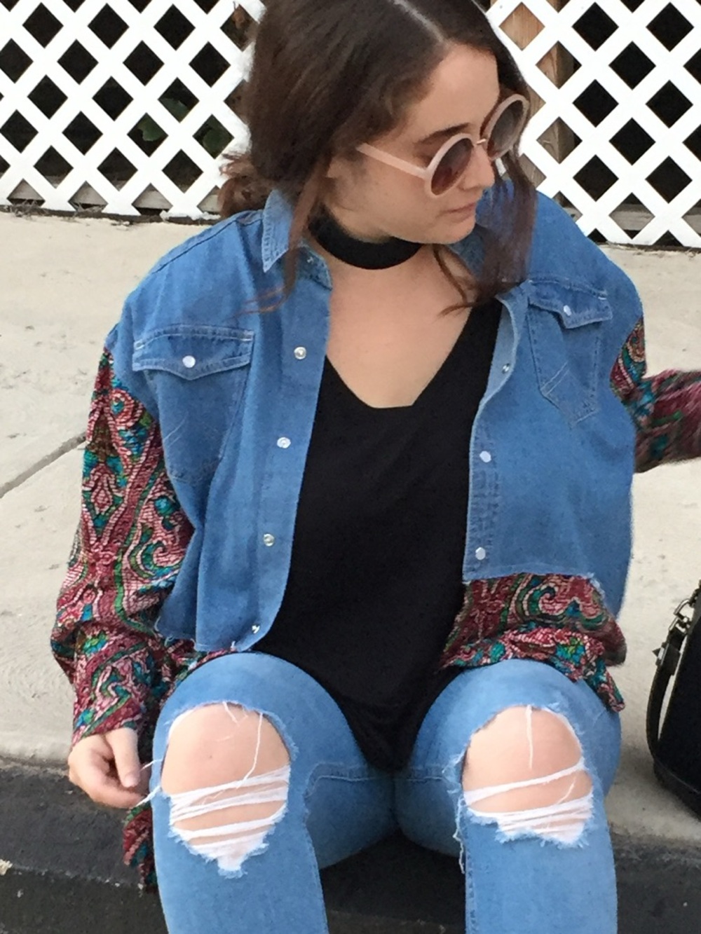 Light denim printed Shacket